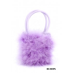 Evening Bag - 12 PCS Feather Evening Handbag - Pink - BG-463